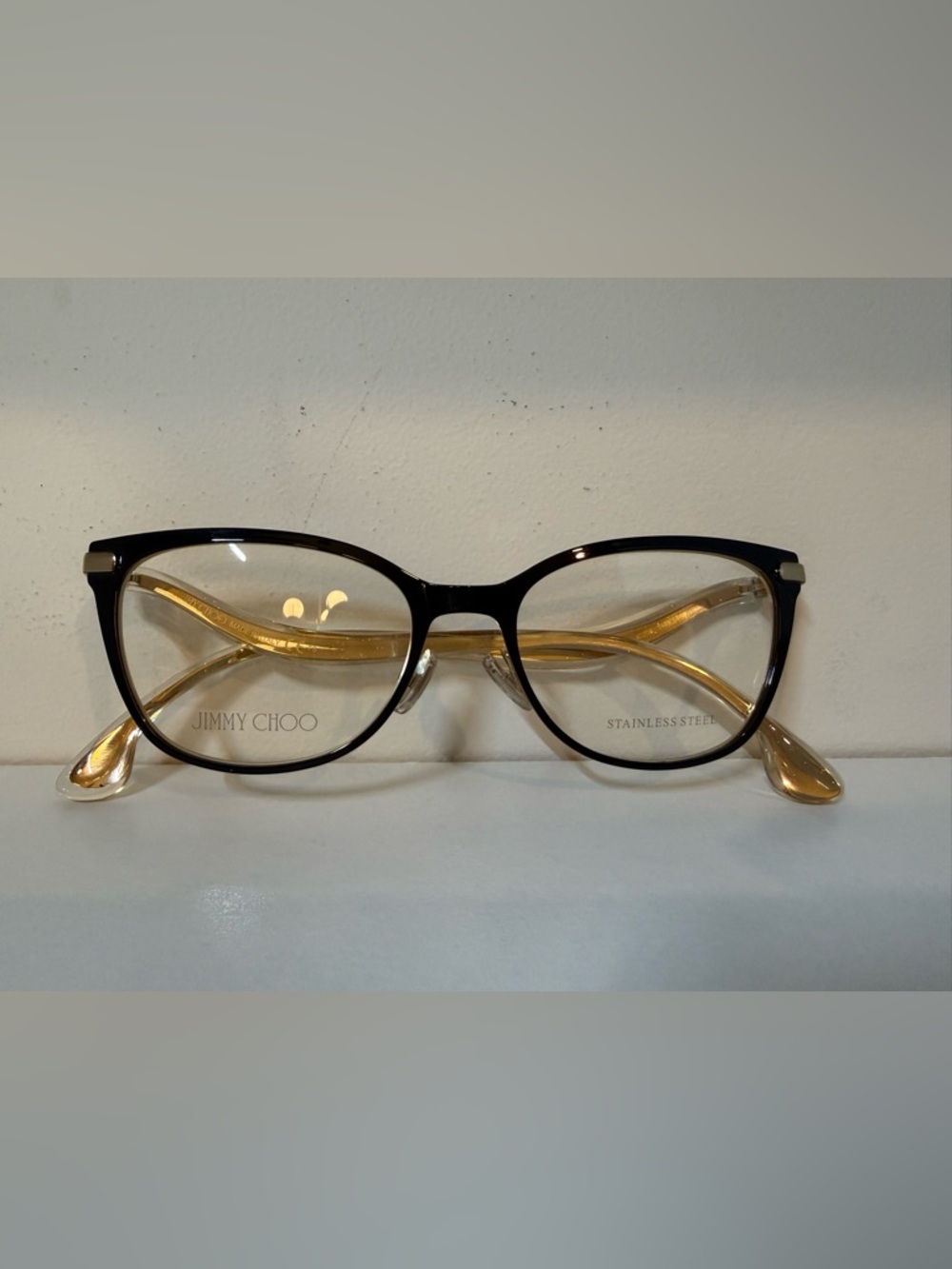 Jimmy Choo metal eyeglasses in black, size 51